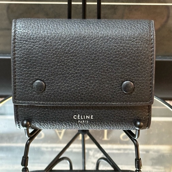 Celine Handbags - Celine Black Leather Small Trifold Wallet